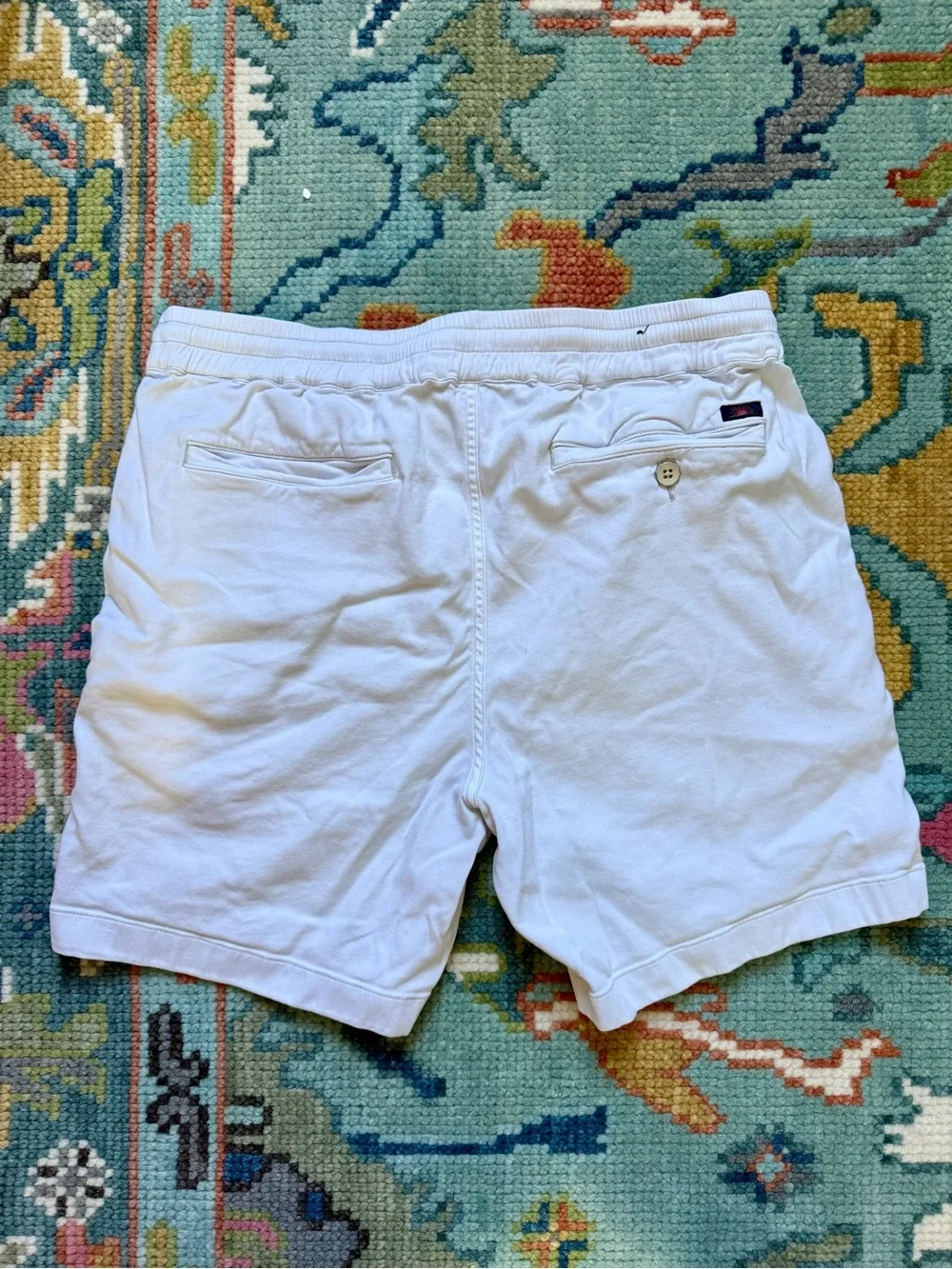 Men’s Faherty Ivory Drawstring Terry Shorts, Medium